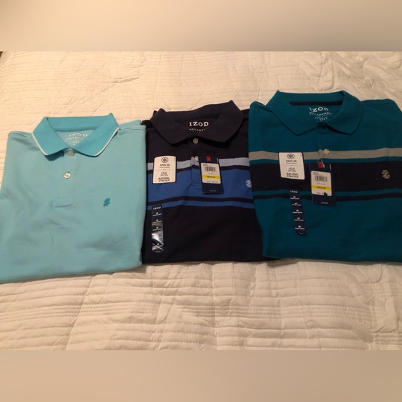 IZOD Polo Shirts in light blue, deep lagoon and peacoat shorts sleeve - Picture 2 of 9